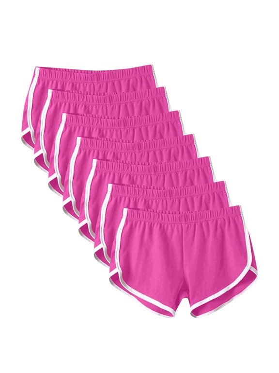 7 Pack Workout Shorts Womens High Waisted Yoga Shorts Summer Athletic Running Gym Dolphin Shorts(One Size)