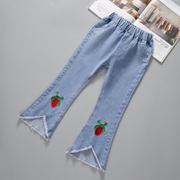 Wlynlyn Baby Girl Bell-Bottoms Pants High Wasisted Flare Pant Wide Leg Jeans Trousers Leggings Toddler Clothes 4-5 Years