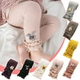 thumbnail image 1 of Wlynlyn Baby Girl's Leggings Cable Knitted Footless Tights Ankle Pants Ruffle Bow Flower Cotton Bottom Pants for Toddlers 4-6 Years, 1 of 3