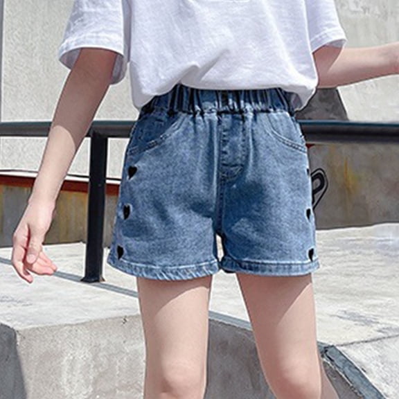 Wlynlyn Baby Toddler Girls Jeans Shorts High Waisted Pull on Denim Shorts Casual Loose Fitted Summer Shorts with Pockets 10-12 Years