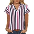 thumbnail image 1 of Wlynlyn Blouses for Women Dressy Casual Short Sleeve Shirts Striped Loose Fitted Office Work Summer Top XL, 1 of 5