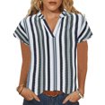 thumbnail image 1 of Wlynlyn Blouses for Women Dressy Casual Short Sleeve Shirts Striped Loose Fitted Office Work Summer Top XXL, 1 of 5