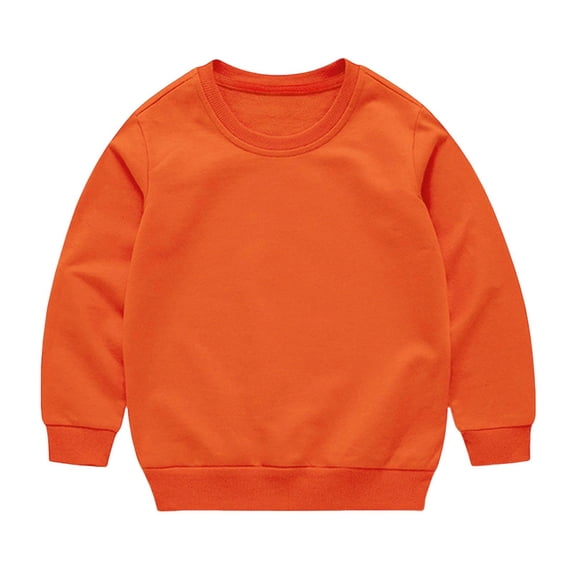 Wlynlyn Boys Girls Sweatshirts Crewneck Long Sleeve T-Shirt Kids Cotton Solid Color Pullover Fall Casual Thin Tops(3-4 Years,Orange)