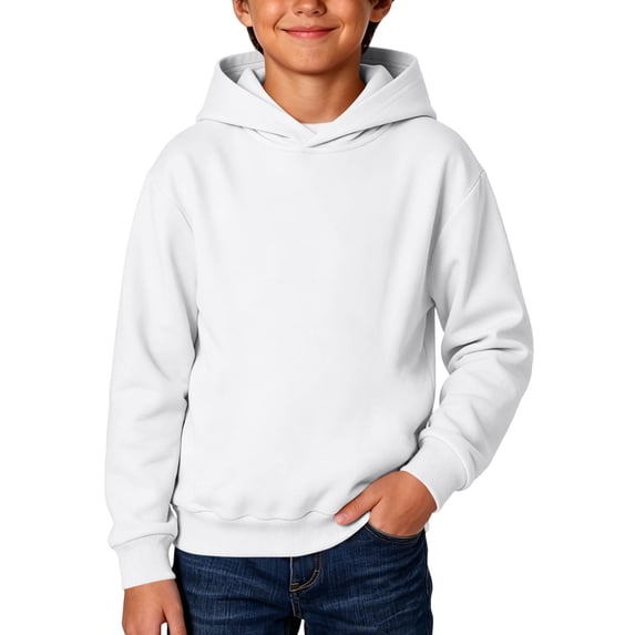 Wlynlyn Boys Hoodies Fleece Lined Hooded Sweatshirts Casual Fall Long Sleeve Pullover Tops Solid Color Loose Fitted Hoodies(3-4Years,White)