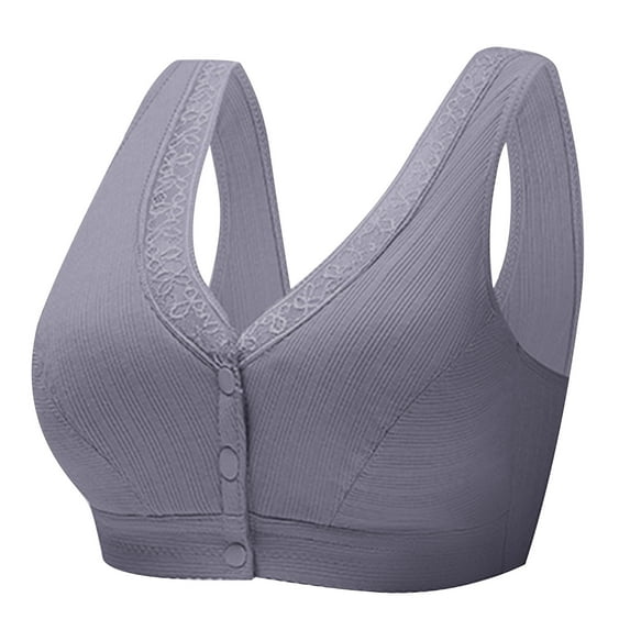 Wlynlyn Bras for Seniors 2024 Full Coverage Front Closure Bras Push up Bra No Underwire Plus Size Everyday Bra(Gray,4X-Large)