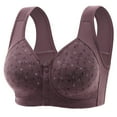 thumbnail image 1 of Wlynlyn Bras for Women No Underwire Front Closure Comfortable Bras Seniors Wireless Snap Closing Everyday Bras(Purple,X-Large), 1 of 9