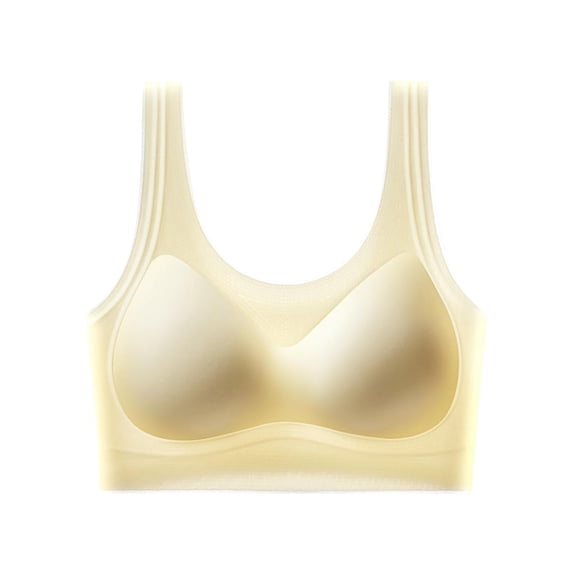 Wlynlyn Bras for Women No Underwire Full Coverage Bras Wide Strap Floral Lace Mesh Front Everyday Bralettes(Beige,X-Large)
