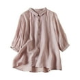 thumbnail image 1 of Wlynlyn Button down Shirts for Women 3/4 Length Sleeve Tops Embroidery Retro Blouses Collared Casaual Top Shirt, 1 of 6