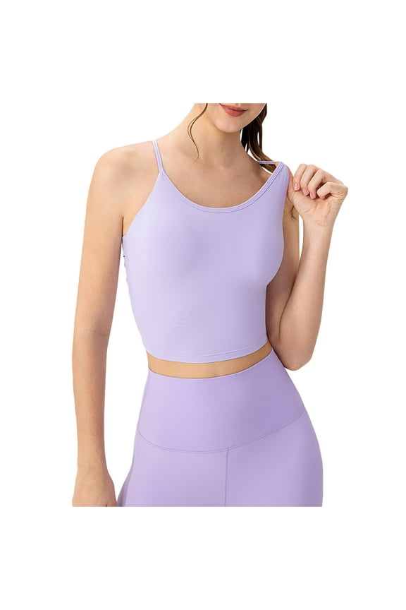 Camisole Tops for Women Built in Bra Workout Tank Tops Scoop Neck Slim Fitted Basic Athletic Cropped Shirts M