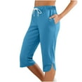 thumbnail image 1 of Wlynlyn Capri Pants for Women Drawstring High Waisted Jogger Capris Straight Leg Sweat Lounge Cropped Trousers Size S, 1 of 9