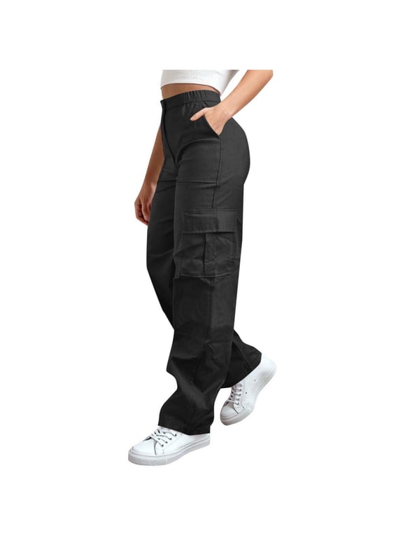 Cargo Pants for Women High Waisted Straight Leg Hiking Trousers Streetwear Fashion Trendy Travel Outfits with Pockets