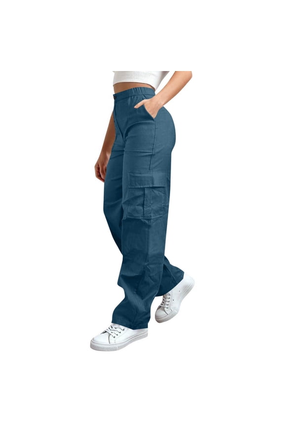 Cargo Pants for Women High Waisted Straight Leg Hiking Trousers Streetwear Fashion Trendy Travel Outfits with Pockets