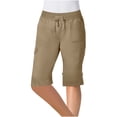 thumbnail image 1 of Wlynlyn Cargo Shorts for Women Drawstring High Waisted Outdoor Hiking Shorts Fold Hem Casual Half Shorts, 1 of 2