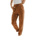 thumbnail image 1 of Wlynlyn Corduroy Pants for Women Drawstring High Waisted Pants Straight Leg Fall Winter Trousers Size L, 1 of 7