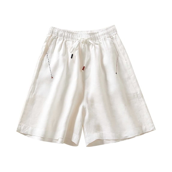 Wlynlyn Cotton Linen Half Shorts for Women Plus Size Knee Length Lounge Shorts Summer Casual Comfy Shorts