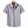 thumbnail image 1 of Wlynlyn Cotton Linen Shirts for Men Short Sleeve Button down Shirts Summer Casual Solid Color Breathable Dress Shirt Tops, 1 of 2