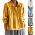 thumbnail image 1 of Wlynlyn Cotton Linen Shirts for Women Puff Long Sleeve Shirts Drawstring V Neck Summer Tops, 1 of 4