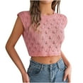 thumbnail image 1 of Wlynlyn Crop Tops for Women Hollow out Cap Sleeve Sweaters Crewneck Going out Knit Tops Trendy Tops Size S-XL, 1 of 5