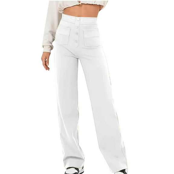 Wlynlyn Dress Pants Women Dressy Casual High Waisted Business Pants Straight Wide Leg Work Office Trousers Size M