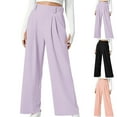 thumbnail image 1 of Wlynlyn Dress Pants for Women High Waist Business Casual Pants Wide Leg Slacks Button down Loose Work Office Trousers with Pockets, 1 of 10