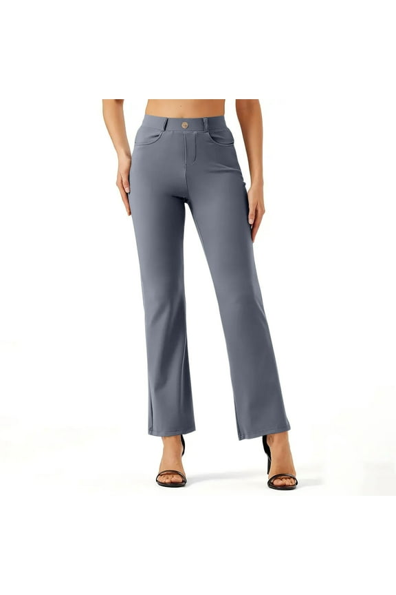 Dress Pants for Women High Waisted Pull on Office Slacks Stretchy Business Casual Work Trousers with Pockets