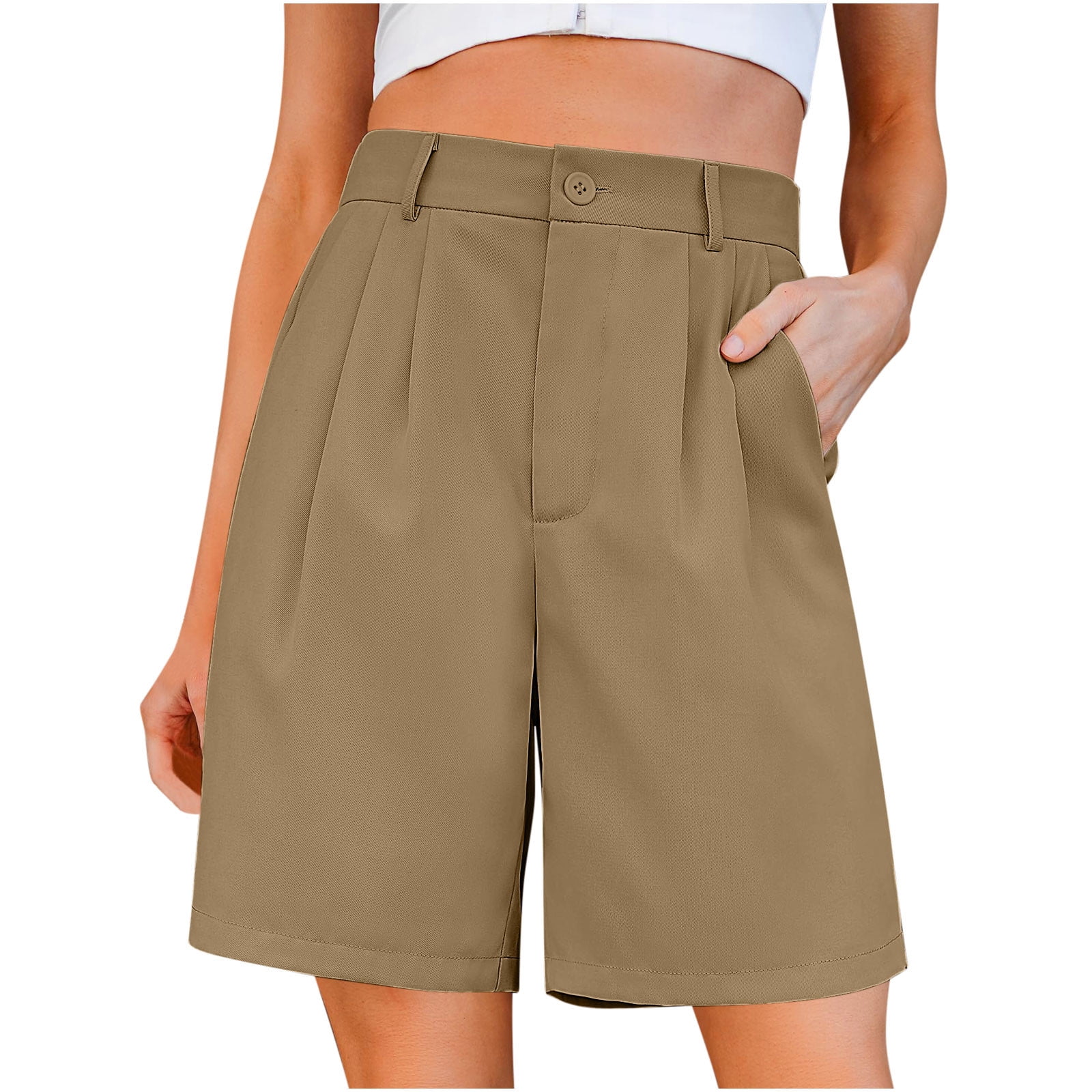 Wlynlyn Dress Shorts for Women Straight Wide Leg Business Casual Shorts ...