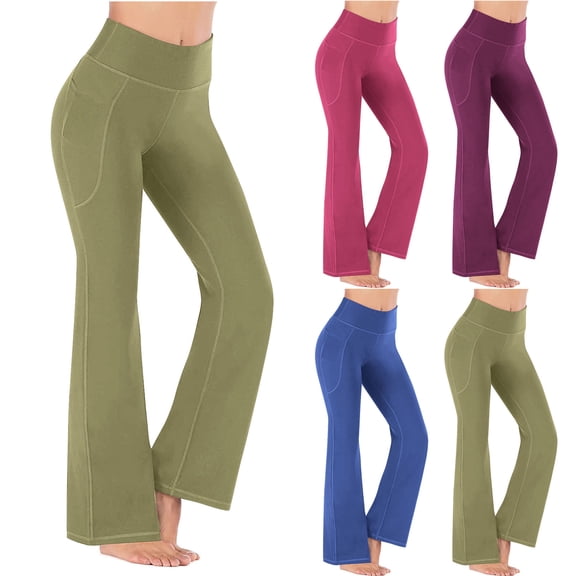 Wlynlyn Flare Leggings for Women High Waisted Belly Control Loose Workout Slacks Plus Size Casual Stretch Yoga Dress Pants