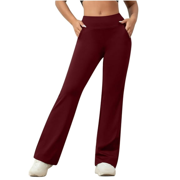 Wlynlyn Flare Pants for Women High Waisted Yoga Pants Bootcut Bell Bottom Trousers with Pockets Size XL