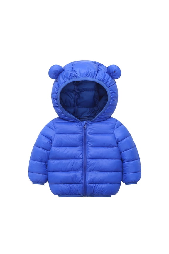 Girl Boys Winter Coat Full Zip up Hooded Puff Jackets Long Sleeve Down Jacket Warm Outwear