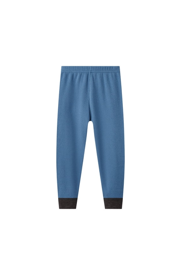Girls Boys Bottoms Leggings Cotton Ribbed Knit Tights High Waisted Solid Color Long Pants Slim Fitted Fall Outfits14-15 YearsBlue