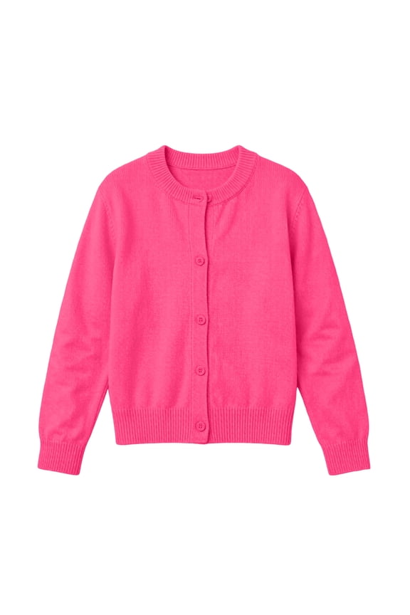 Girls Cardigan Sweaters Long Sleeve Button down Lightweight Sweater Jacket Solid Color Knitted Cardigans Fall Tops(HotPink,2-3 Years)