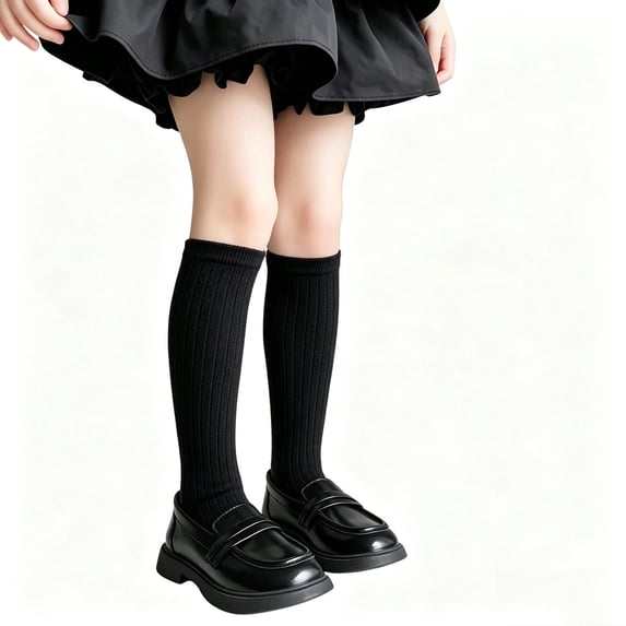 Wlynlyn Girls Knee High Socks Kids School Uniform Long Socks Hiking Athletic Crew Socks Cushioned Running Seamless Cotton Stockings(5-6 Years)