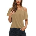 thumbnail image 1 of Wlynlyn Going out Tops for Women 1 Cold Shoulder Solid Color Short Sleeve Shirts Loose Fitted Tunic Shirts XL, 1 of 5
