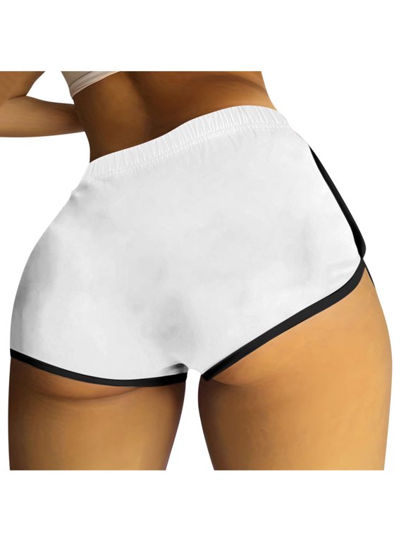 Gym Shorts Women Summer High Waisted Running Active Shorts Lightweight Split Workout Shorts(Large,White)