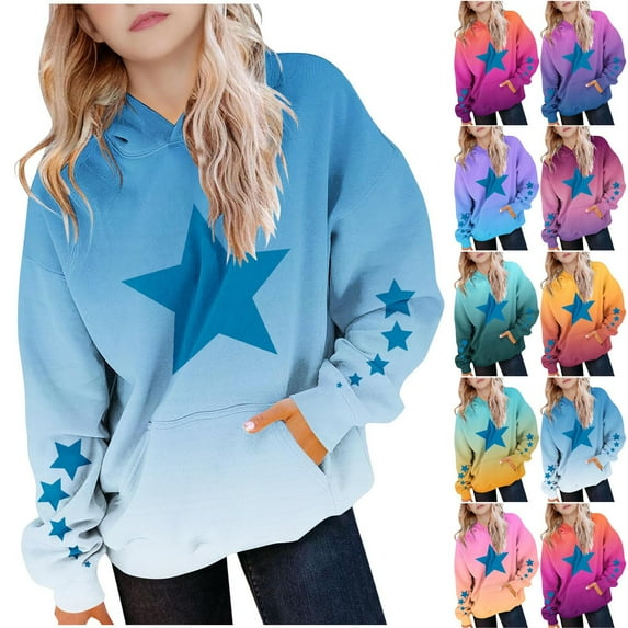 Wlynlyn Hoodies for Girls Unisex Kids Boys Cute Long Sleeve Oversized Sweatshirts Graphic Pullover Tops