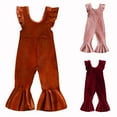 thumbnail image 1 of Wlynlyn Infant Toddler Baby Girl Velour Jumpsuit Bell Bottom Pants Overalls Suspender Leggings Romper Fall Outfits 18-24 Months, 1 of 4
