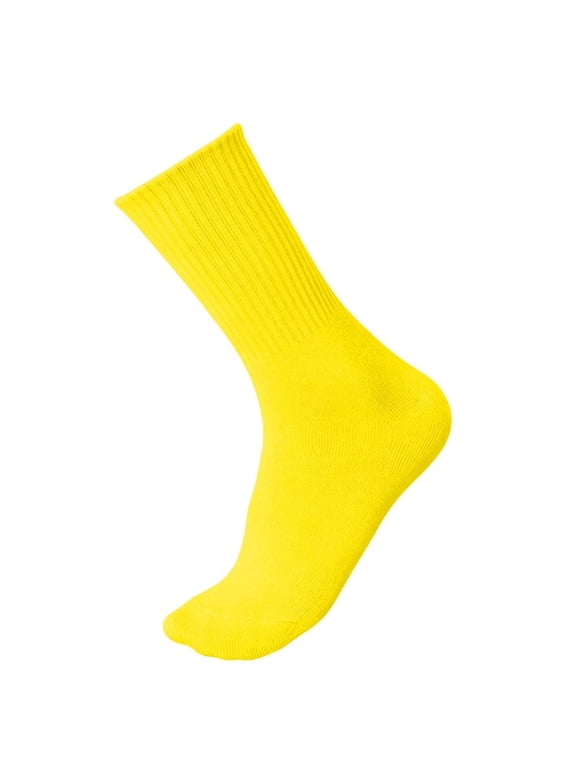 Kids Hiking Athletic Crew Socks Boys Girls Straight-Leg Stockings Student Mid-Calf Socks Multi Color Running Sweat-Wicking Socks(5-13 Years,Yellow)
