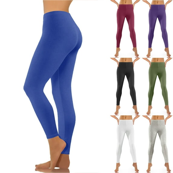 Wlynlyn Leggings for Women High Waisted Belly Control Slim Fitted Gym Pants Butt Lifting Soft Solid Color Tights