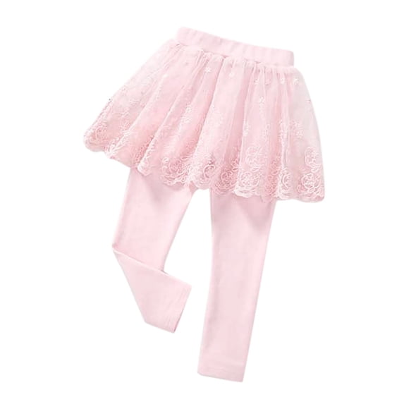 Wlynlyn Leggings with Skirt for Girls High Waisted Leggings Cotton Ruffle Skirt Pants 2-9 Years2-3 YearsPink