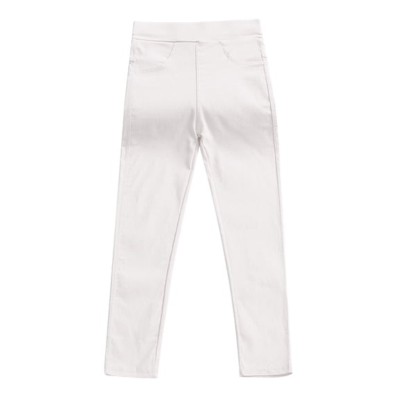 Wlynlyn Little Girls Leggings Stretchy High Waisted Yoga Pants Ankle Length Solid Color Tights9-10 YearsWhite