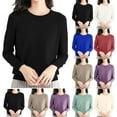 thumbnail image 1 of Wlynlyn Long Sleeve Tops for Women Casual Crewneck Knit Sweater Tops Fall Fashion Loose Fitted Tunic Shirts, 1 of 6