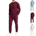 thumbnail image 1 of Wlynlyn Mens 2 Piece Outfits Sweatsuits Casual Textured Crewneck Sweatshirt Tracksuits Joggers Sweatpants with Pockets, 1 of 6