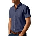 thumbnail image 1 of Wlynlyn Mens Button down Shirts Short Sleeve Cotton Linen Dress Shirt Classic Business Work Summer Tops with Pocket, 1 of 9