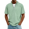 thumbnail image 1 of Wlynlyn Mens Corduroy Sweatshirts Quarter Zip Casual Stand Collar Pullover Tops Loose Fitted Causal Summer Tees, 1 of 7