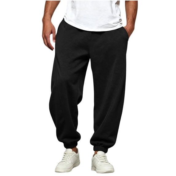 Wlynlyn Mens Cuffed Sweatpants Straight Leg Baggy Joggers Elastic Waist Drawstring Athletic Loose Sweat Pants with Pockets Medium