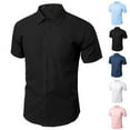 thumbnail image 1 of Wlynlyn Mens Dress Shirts Short Sleeve Slim Fitted Button down Blouses Business Casual Solid Color Comfy Basic Work Tops, 1 of 3