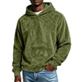 thumbnail image 1 of Wlynlyn Mens Fuzzy Sherpa Hoodie Fleece Drawstring Pullover Loose Fitted Thick Winter Outwear Casual Daily Wear Sweatshirt(X-Large,Army Green), 1 of 6