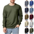 thumbnail image 1 of Wlynlyn Mens Crewneck Sweatshirts Casual Long Sleeve Knitted Sweaters Solid Basic Shirt with Chest Pocket, 1 of 6