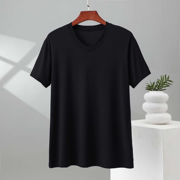 Wlynlyn Mens Plus Size T-Shirts Casual Short Sleeve Loose Fitted Plain Tees Shirts Summer Soft Basic Tees Trendy Pajama Shirts
