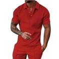 thumbnail image 1 of Wlynlyn Mens Summer T-Shirts Short Sleeve Textured Collared Sweatshirts Casual V Neck Buttons up Loose Fitted Golf Shirts, 1 of 5